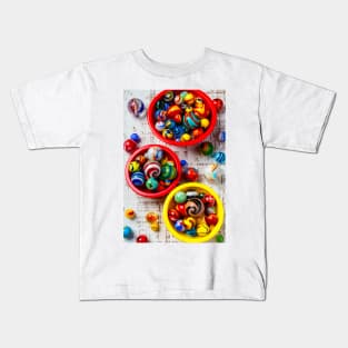 Colorful Glass Marbles In Bowls Kids T-Shirt